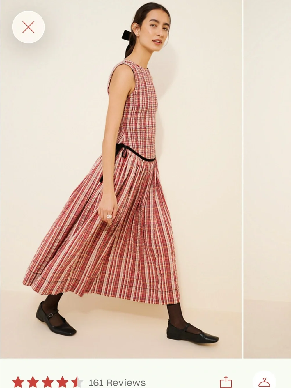 Free People Nightingale Plaid Midi Dress – Red Motif